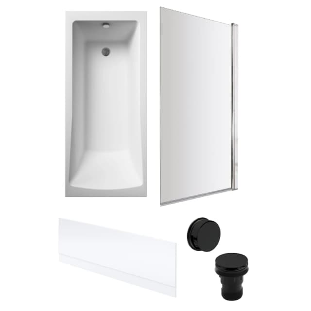 Balterley Square Bath, Bath Screen, Front Panel, Black Waste 1700 x 700mm Black