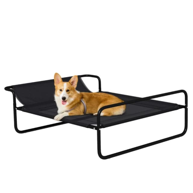 PawHut Raised Dog Bed for Small/Medium Dogs, Black D04-273V02BK
