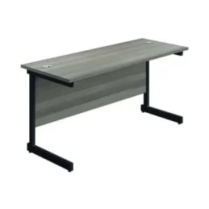 Jemini Rectangular Single Upright Cantilever Desk 1400x600x730mm Grey Oak/Black KF810650