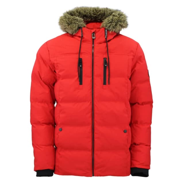 Womens fur hooded puffer jacket Peak Mountain Rouge Female L