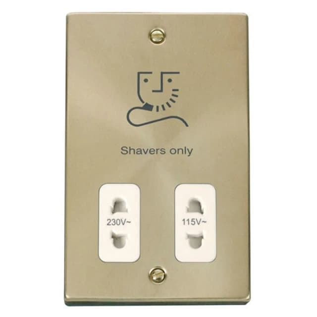 SE Home Satin / Brushed Brass Shaver Socket 115v/230v Gold