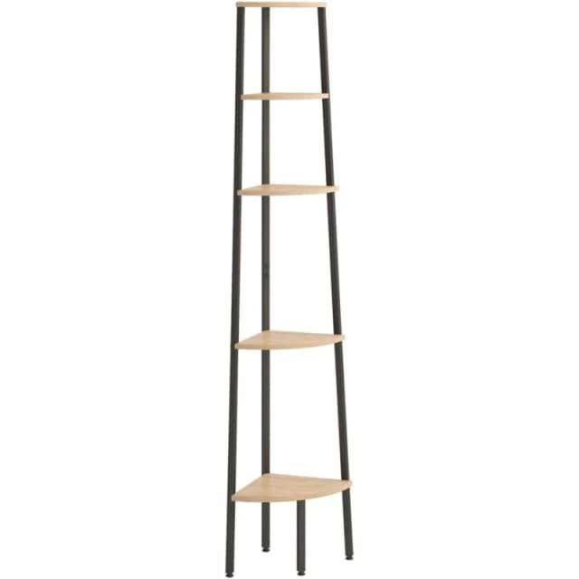 Vidaxl 5-tier Corner Shelf Light Brown And Black 45.5X31.5X180 Cm, Brown 336394