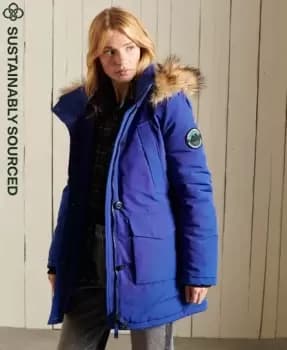 Superdry Womens Everest Parka Coat Blue / Cobalt - Size: 12