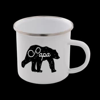 Papa Bear Enamel Mug - White