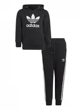 Boys, adidas Originals Kids Unisex Hoodie Set - Black/White, Size 4-5 Years