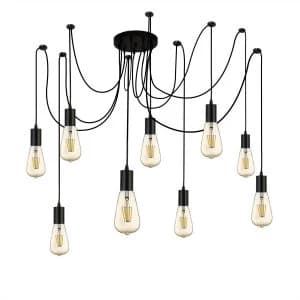 9 Light Cluster Pendant Matt Black, E27