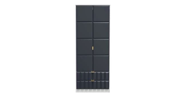 Ready Assembled 2 U Metro 2 Door 2 Drawer Wardrobe (Ready Assembled) in Dark Blue Dark Blue Unisex