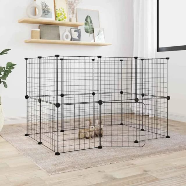 VIDAXL 20-Panel Pet Cage with Door Black 35x35cm Steel Vidaxl 8720287190707