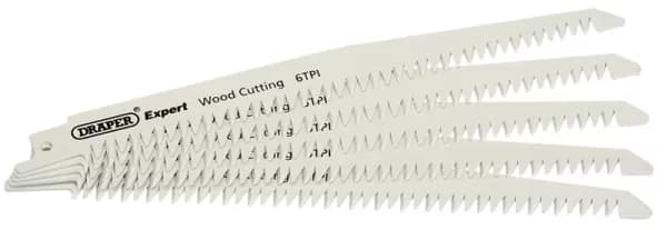 Draper Expert 250mm 6tpi Bi-Metal Reciprocating Saw Blades for Wood Cutting - Pack of 5 Blades