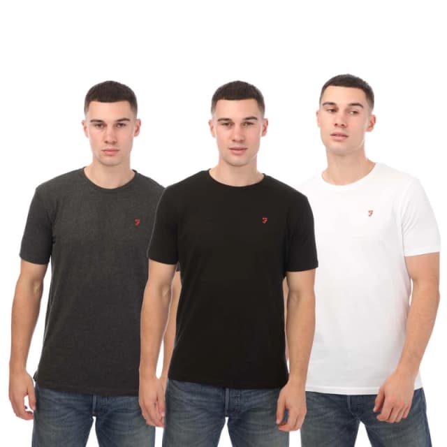 Farah Colney 3 Pack T-Shirts - Black Grey White Black Grey White L
