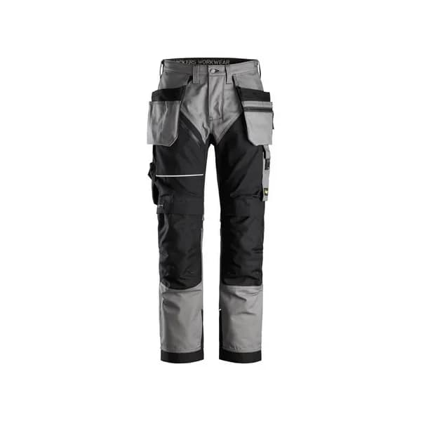 Snickers 6214 Mens Ruff Work Canvas Trousers Holster Pockets 62141804050 Colour: Grey / Black