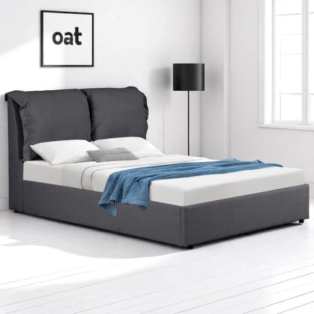OAT Home Chester Pillowback Fabric Ottoman Storage Bed in Charcoal Size: Double Charcoal Unisex Double