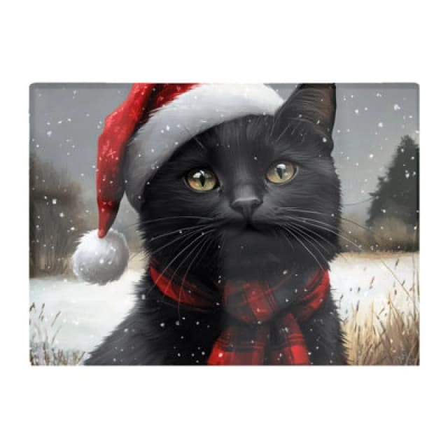 Warren Reed Designer Black Christmas Cat Glass Chopping Board