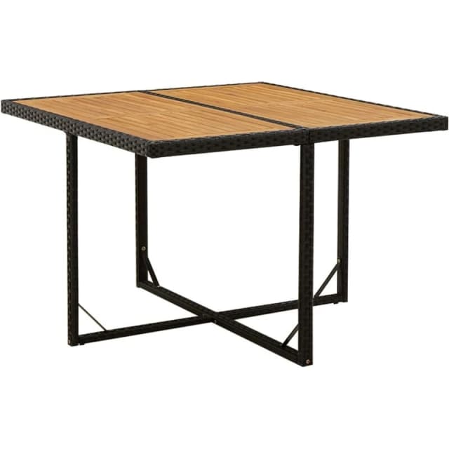 VIDAXL Garden Table Black 109x107x74cm Poly Rattan&Solid Wood Acacia Vidaxl 8720286667101