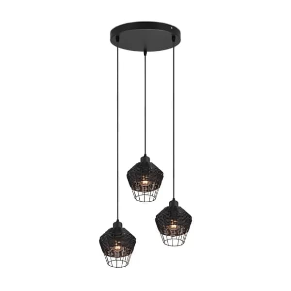 Borka Modern 3 Light Cluster Pendant Ceiling Light Black