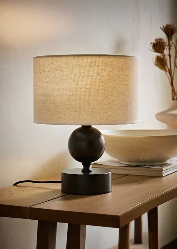 ValueLights ValueLights Anthony Candlestick Table Lamp with Natural Linen Drum Lamp Shade in Brown Brown One Size Unisex 5059406067945