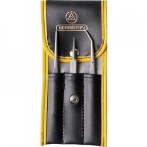 Bernstein 5-030 Tweezer set 3 Piece Extra pointy, Blunt, Pointed, curved, fine