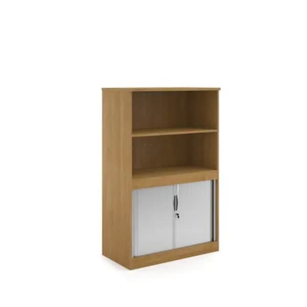 Systems Systems combination unit with tambour doors and open top 1600mm high with 2 shelves - oak Oak TO16O