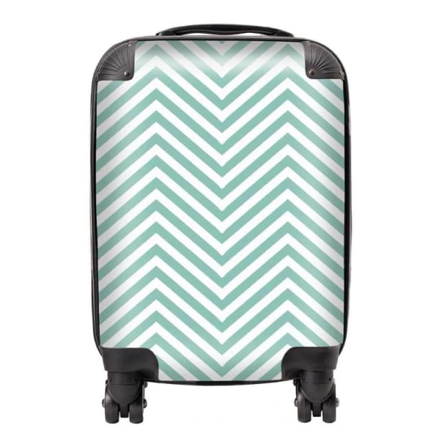 Warren Reed - Designer Geometric Chevron Pattern Suitcase in Green Size: Large Green Unisex Large