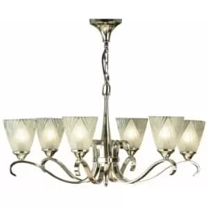 Luxury Hanging Ceiling Pendant Light Bright Nickel Deco Glass 6 Lamp Chandelier