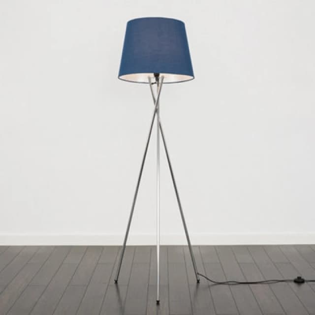 ValueLights ValueLights Camden Polished Chrome Tripod Floor Lamp with Tapered Shade and Bulb in Navy Navy One Size Unisex 5055759991630