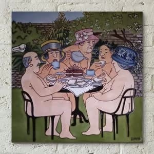 Tea In The Garden Wall Tile By Beryl Cook