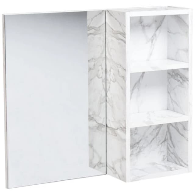 Beliani Bathroom Wall Mounted Mirror Cabinet Joinville 60 Cm 54cm White Marble