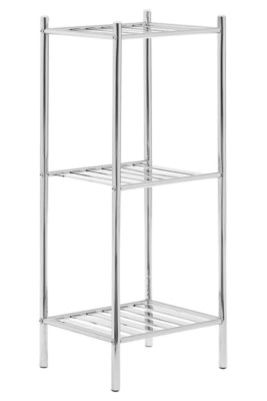 Premier Housewares Dara 3 Tier Chrome Metal Shelf Unit Silver