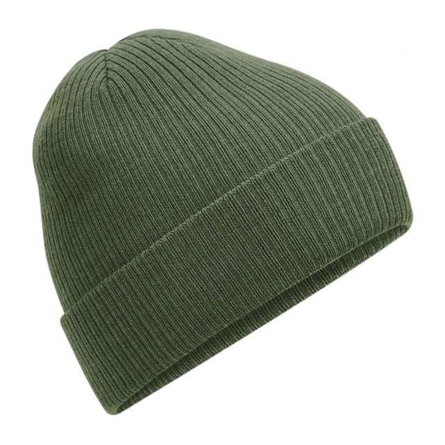 Beechfield Beechfield Men Ribbed Polylana Beanie in Dark Olive Dark Olive One Size Male 5063470384563