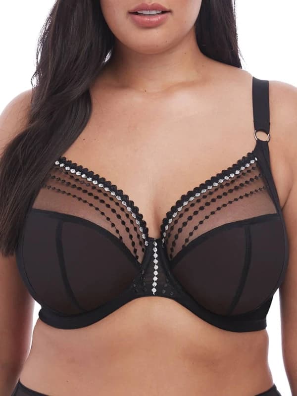 Elomi Womens Matilda Plunge Side Support Bra in Black Size: 34FF Black Female 34FF