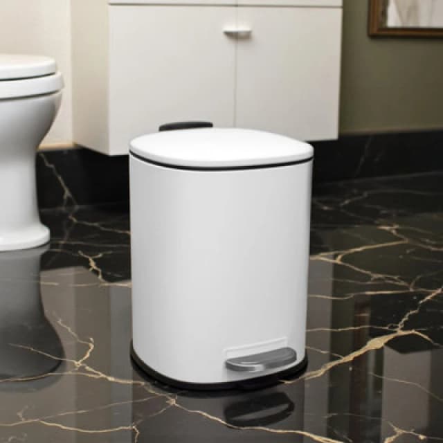 Showerdrape 'Capri' Soft Close Steel 3L Bathroom Bin White unisex