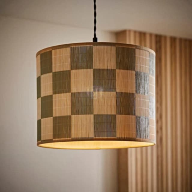 ValueLights ValueLights Lori Green Checkerboard Bamboo Drum Easy Fit Ceiling Light Lamp Shade in Pale Green Pale Green One Size Unisex 5016529272861