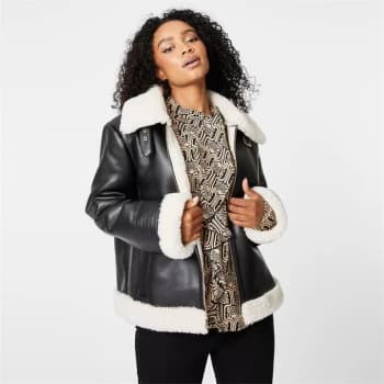 Biba BIBA Faux Shearling Aviator Jacket - Black