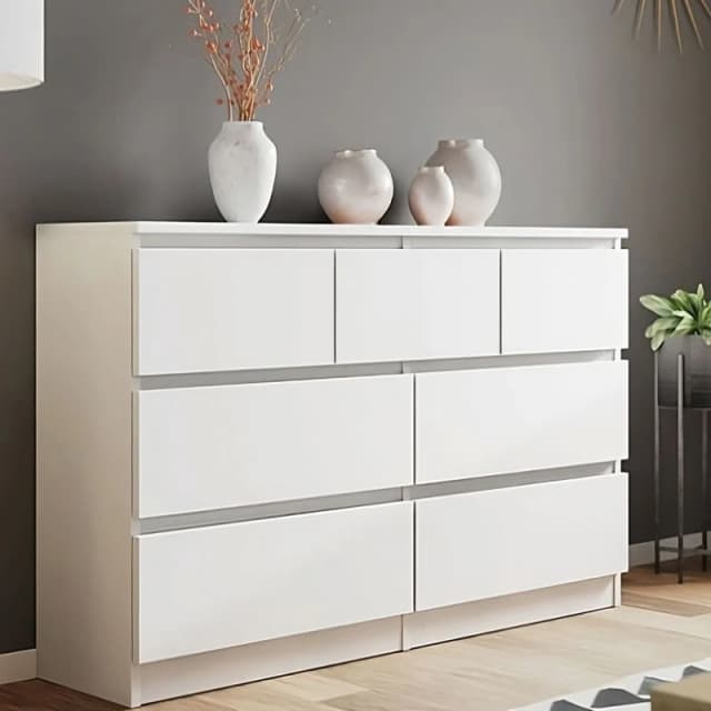 LUXURY LIFE Carlton Matt Chest of Drawers 7 Drawer Merchant in White White Unisex
