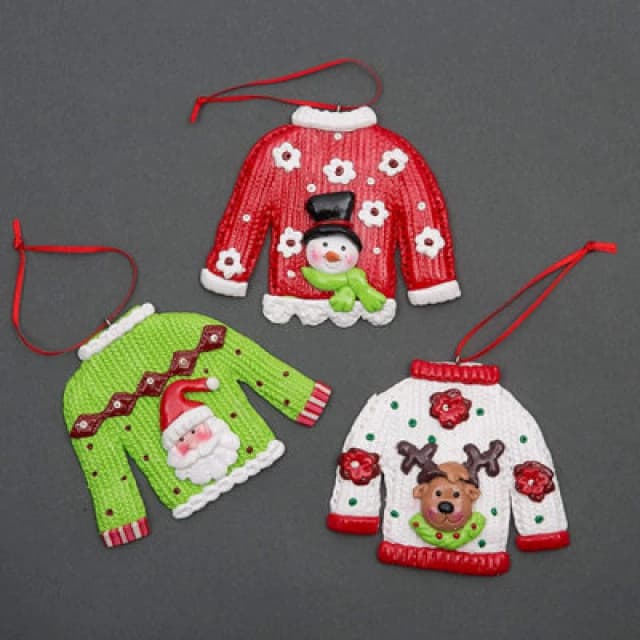 Shatchi Christmas Tree Hanging Decorations 3Pcs Jumpers Multi