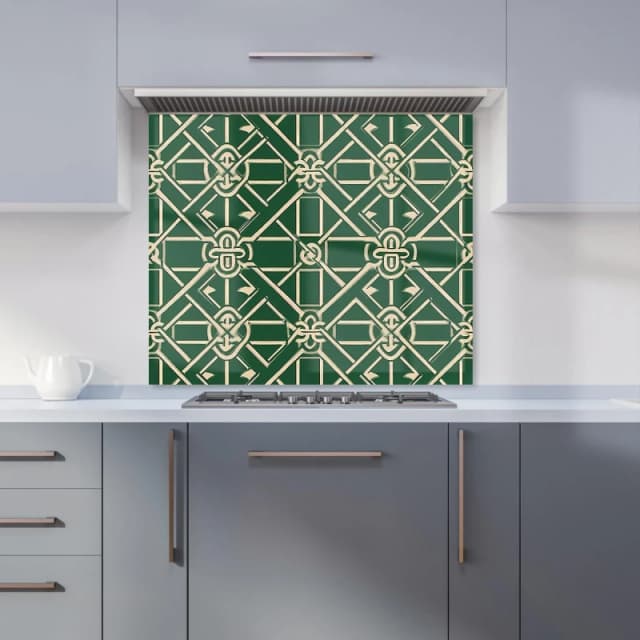 Warren Reed - Designer Green Lattice Design Kitchen Splashback Size: 600mm x 750mm Green Unisex 600mm x 750mm