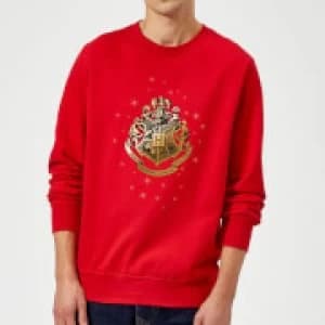 Harry Potter Star Hogwarts Gold Crest Sweatshirt - Red - L