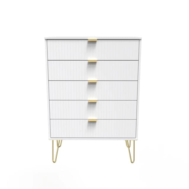 Ready Assembled 2 U Bexley 5 Drawer Chest (Ready Assembled) in White Size: Large White Unisex Large