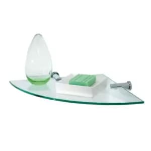 Showerdrape Wall Mounted Chrome / Glass Infinity Corner Vanity Shelf