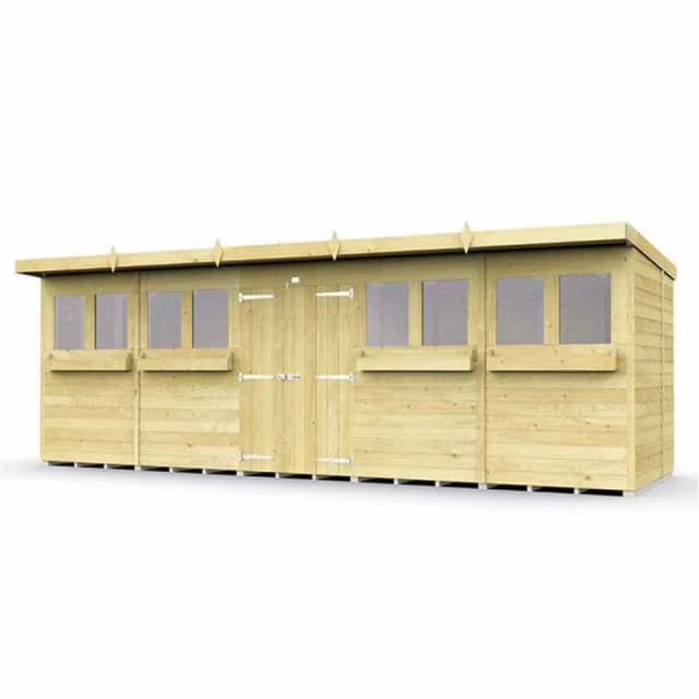 Buttercup Farm 20 x 6 Feet Pent Summer Shed - Wood - L178 x W589 x H201cm in Brown Brown Unisex