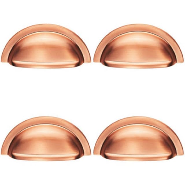 Loops 4x Cabinet Cup Pull Handle 91 x 45mm 76mm Fixing Centres Satin Copper Copper unisex