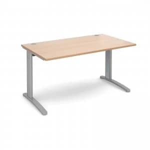 TR10 Straight Desk 1400mm x 800mm - Silver Frame Beech Top