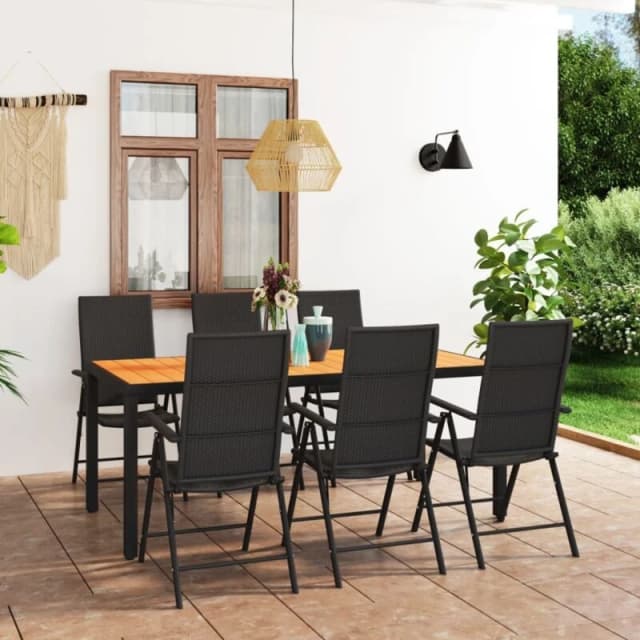 VIDAXL 7 Piece Garden Dining Set Black and Brown Vidaxl 8720286228227