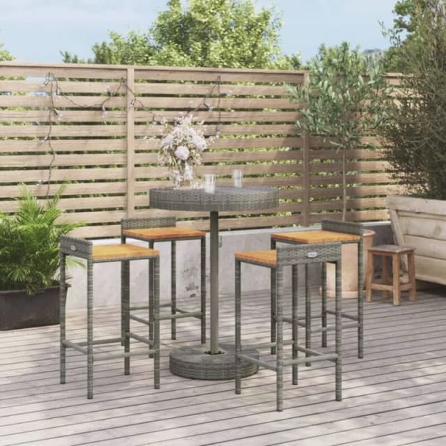 VIDAXL Vidaxl - 5 Piece Garden Bar Set Grey Poly Rattan&Solid Wood Acacia 8720845880989