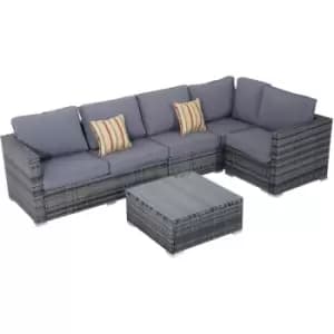 Outsunny - Rattan Sofa Set 4PC Patio Cushioned Corner Sofa Coffee Table Outdoor Garden Furniture Aluminium Frame Wicker Weave Conservatory Grey