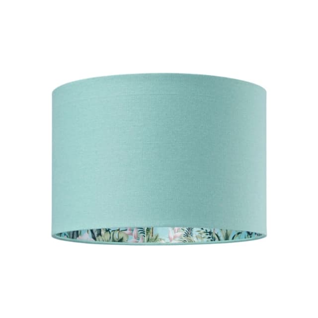 Happy Homewares Unique Jungle Print Duck Egg Lampshade with Palm Trees, Sloths & Elephants in Duck Egg Blue Size: 12" Duck Egg Blue Unisex 12