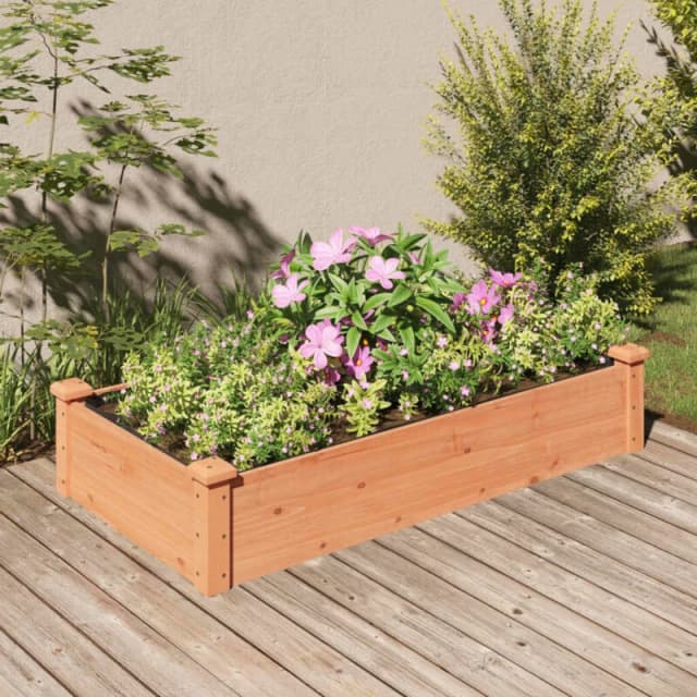 VIDAXL Garden Raised Bed with Liner Brown 120x60x25cm Solid Wood Fir Vidaxl 8720845824181