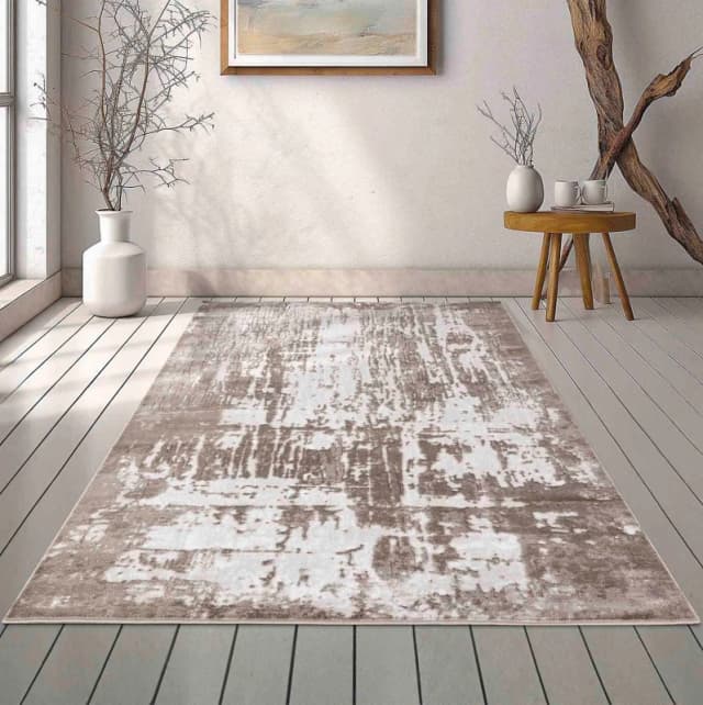 Serenity Modern Abstract Abrasion Contemporary Area Rugs Stone 160X230 Cm