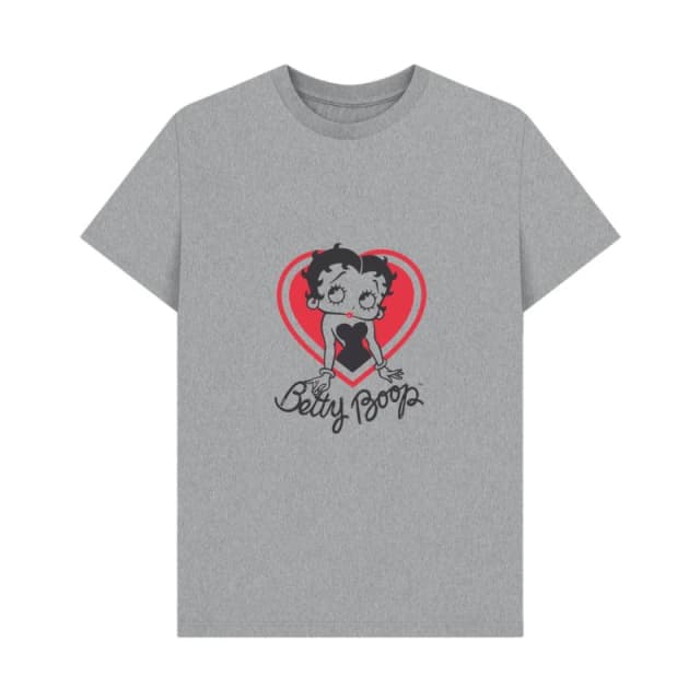 Betty Boop Mens Heart T-Shirt in Grey Size: Small Grey Male S