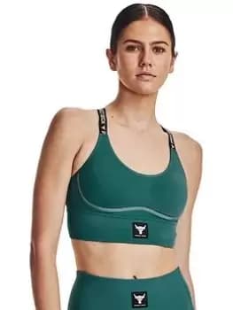 Under Armour Project Rock Infty Mid Bra - Green, Size S, Women